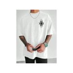 Dou-color Dou-color Men's Fashion Thickened Niche Style Printed T-shirt - White