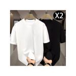 Dou-color Men's 2-in-1 Super Cool Short Sleeve T-shirt - Black And White