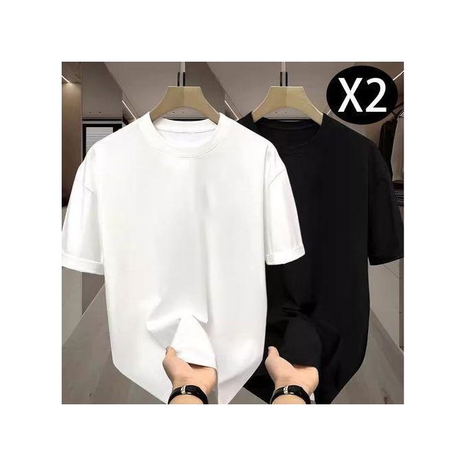 Dou-color Men's 2-in-1 Super Cool Short Sleeve T-shirt - Black And White