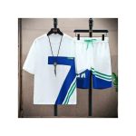 Dou-color Men's Fashion Shorts And T-shirt Set -2 Pieces - White