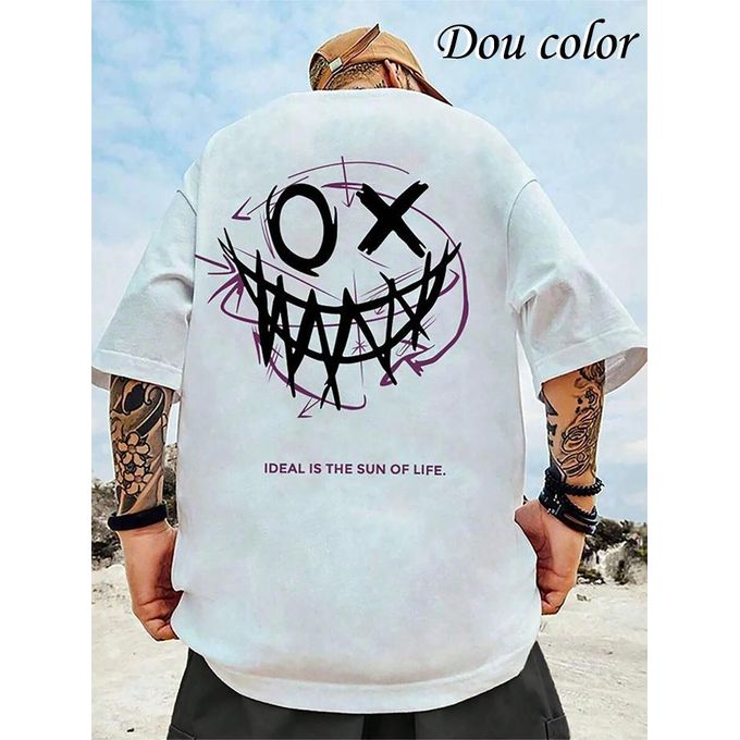 Dou-color Men's Fashion Thick Hip Hop T-shirt - White