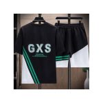 Dou-color Men's Shorts And T-shirt Set -2 Pieces - Black