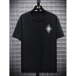 Dou-color Men's Thickened Niche Style Printed T-shirt - Black