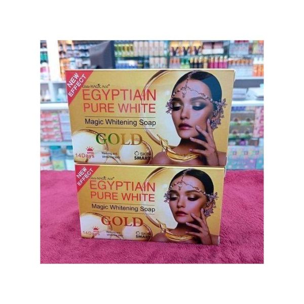 EGYPTIAN PURE WHITE 2pcs GOLD MAGIC WHITENING FACE AND BODY Anti-AGEING Soap (for WRINKLES, FINE LINES) as picture
