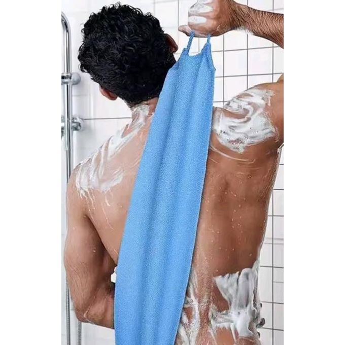 EXFOLIATING BACK SCRUBBER WASH CLOTH STRETCHABLE STRAP NYLON BATH TOWEL