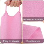 EXFOLIATING BACK SCRUBBER WASH CLOTH STRETCHABLE STRAP NYLON BATH TOWEL