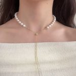 Fahion Parisian Glide Pearl Choker Petit Pavé Chain w Curated Drop - Sculptural Décolleté