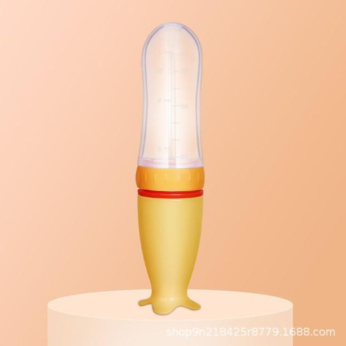 Fashion Baby Silicone Squeeze Feeding Bottle With Spoon Feeder 90ML