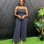 Fashion Ladies jumpsuit spotted Black