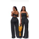 Fashion Ladies jumpsuit spotted Black