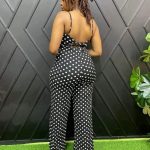 Fashion Ladies jumpsuit spotted Black
