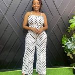 Fashion Ladies jumpsuit spotted White