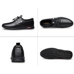 Fashion Men Leather Loafers & Slip-Ons，Casual Soft SoleSneaker Shoes Black