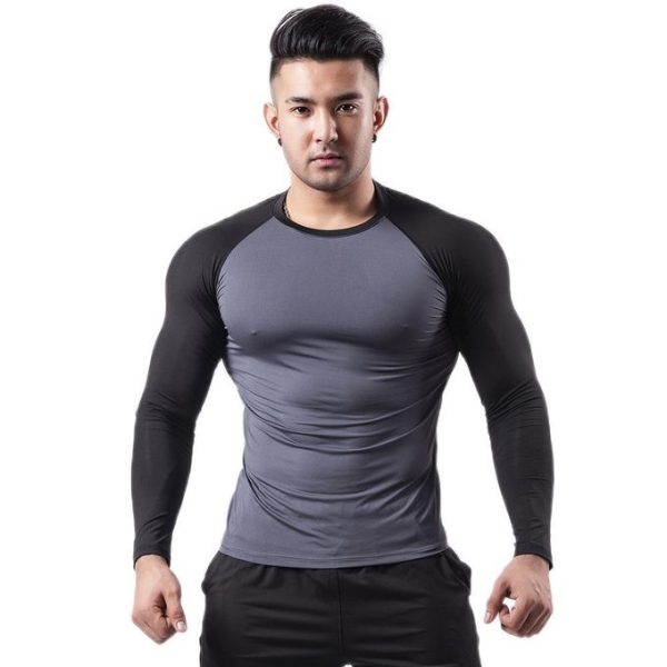 Fitness Clothing Men's Sportswear Long Sleeved High Elasticity Breathable Quick Drying Shirt