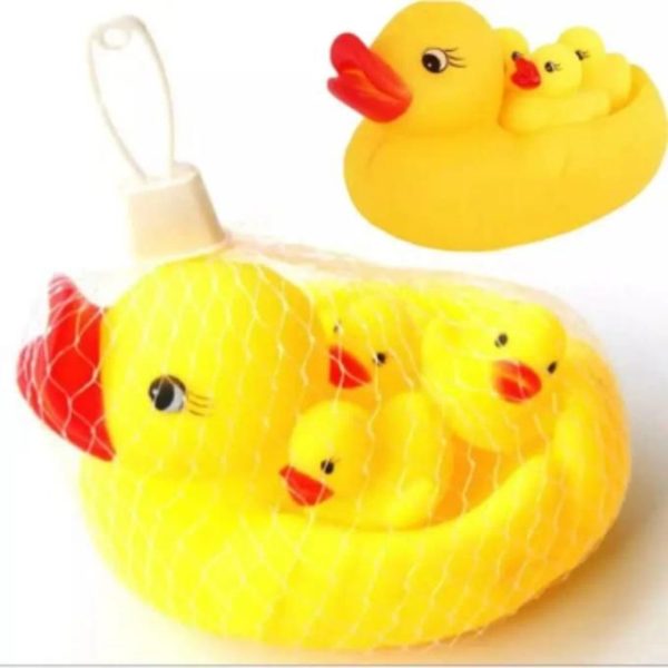 Floating Rubber Duck and 3 Chicks Toys Family (Bath Toys)