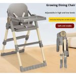 Foldable Baby High Chair with a removable Feeding Tray and safety Belt - Adjustable height, One-Click Folding