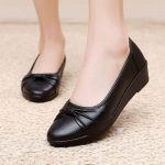 FUXING FASHION Ladies' waterproof leather shoes and flat shoes