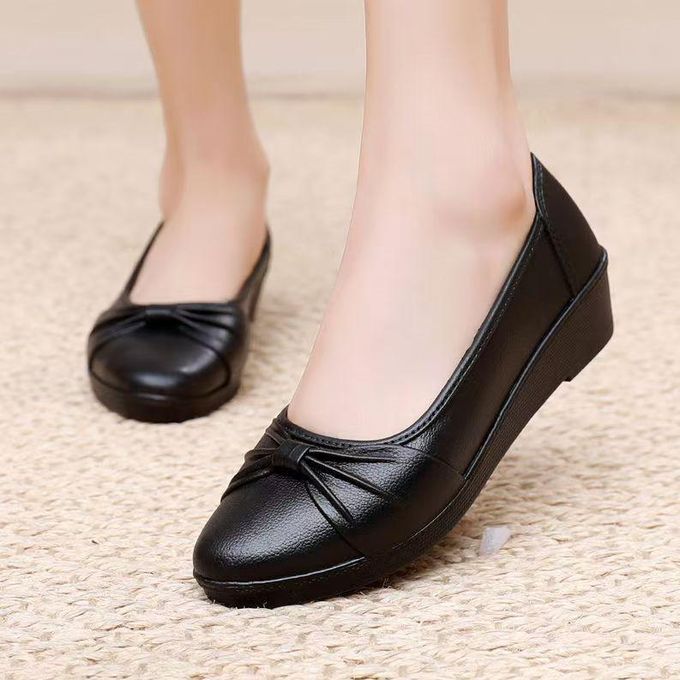 FUXING FASHION Ladies' waterproof leather shoes and flat shoes