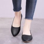 FUXING FASHION women leather shoes flats shoes