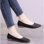 FUXING FASHION women leather shoes flats shoes