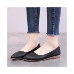 FUXING FASHION women leather shoes flats shoes
