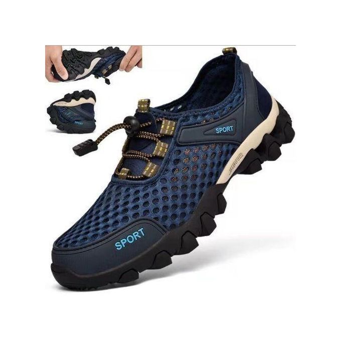 GALUIN Men's mesh hiking shoes anti slip Mesh breathable surface sneakers breathable slip ons - Blue