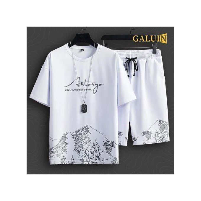GALUIN Short Sleeve T-shirt + Shorts - White