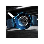 Geneva Luxury Men Fashion Business Calendar Watches Blue Stainless