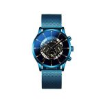 Geneva Luxury Men Fashion Business Calendar Watches Blue Stainless
