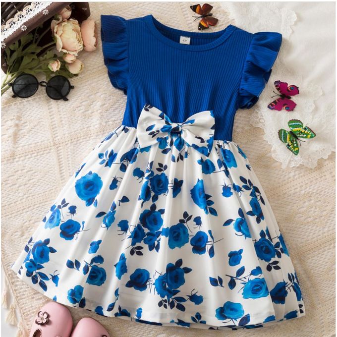 Girls Butterfly Print Princess Dress 3-8 Years