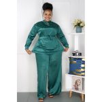 Green Raw Hem Pleated Trousers