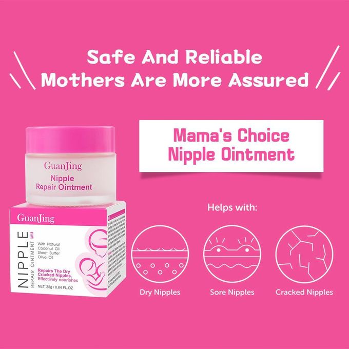 Guanjing Women Feeding Nipple Cream Safe Natural Moisturizing Dry & Cracked Nipples for Mom- 25g