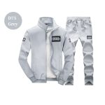 Gukbis 3pcs Men's Sports Suit, Long Sleeves + Sport Coats + Casual Pants Set - Grey