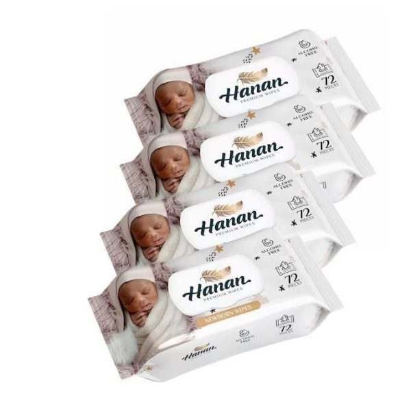 Hanan Water Wipes New Born 72S - 4Packs