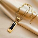 High-end double-layer sweater chain Fashionable titanium steel necklace