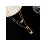 High-end double-layer sweater chain Fashionable titanium steel necklace