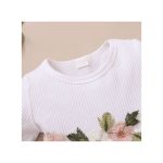 Infant Baby Girl Embroidery Flowers White Short Sleeves Princess Dress