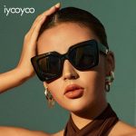 iyooyoo Large Square Fashionable Oversize Sunglasses for Men Women, UV400 Protection Unisex
