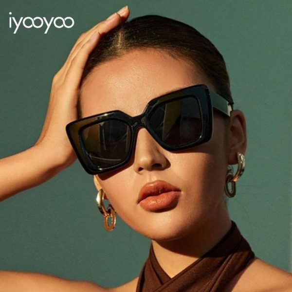 iyooyoo Large Square Fashionable Oversize Sunglasses for Men Women, UV400 Protection Unisex