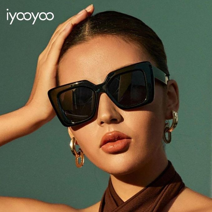 iyooyoo Large Square Fashionable Oversize Sunglasses for Men Women, UV400 Protection Unisex