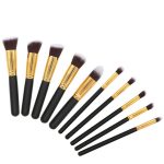 KEZURI 10pcs Make Up Brushes Set Face Powder Blush Make Up Brushes Kit Foundation Blending Brush-Black