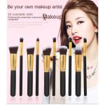 KEZURI 10pcs Make Up Brushes Set Face Powder Blush Make Up Brushes Kit Foundation Blending Brush-Black