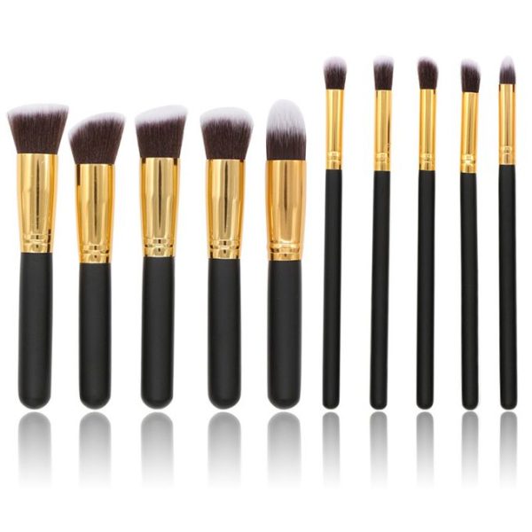 KEZURI 10pcs Make Up Brushes Set Face Powder Blush Make Up Brushes Kit Foundation Blending Brush-Black