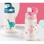 Kids Center Best Kids Thermal Water Bottles - 400ml Stainless Steel, BPA-Free, Eco-Friendly, for Ages 2-6 Pink Flamingo