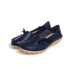 Ladies Leather Flat Casual Slip On Loafers