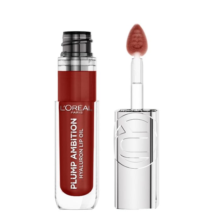 L'Oréal Paris Plump Ambition Hyaluron Lip Oil, Shade: 485 Wine O'clock, 24 HR Lip Gloss with Hyaluronic Acid, Volumizing Formula with Glass-Like Shine, 5ml