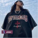 Machislet 2 en 1 femme loose casual grand motif noir et blanc t-shirt