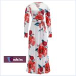 Machislet Daily Wear With Women Casual Long Dress Long-sleeved Evening Dress-WHITE