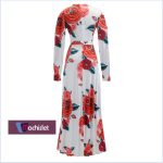 Machislet Daily Wear With Women Casual Long Dress Long-sleeved Evening Dress-WHITE