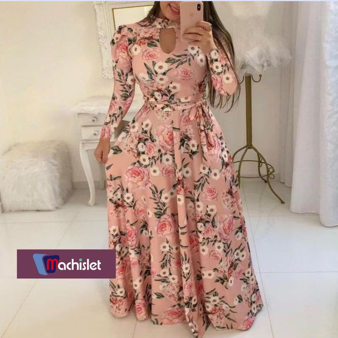 Machislet Daily Wear With Women Casual Long Dress Long-sleeved Evening Dress